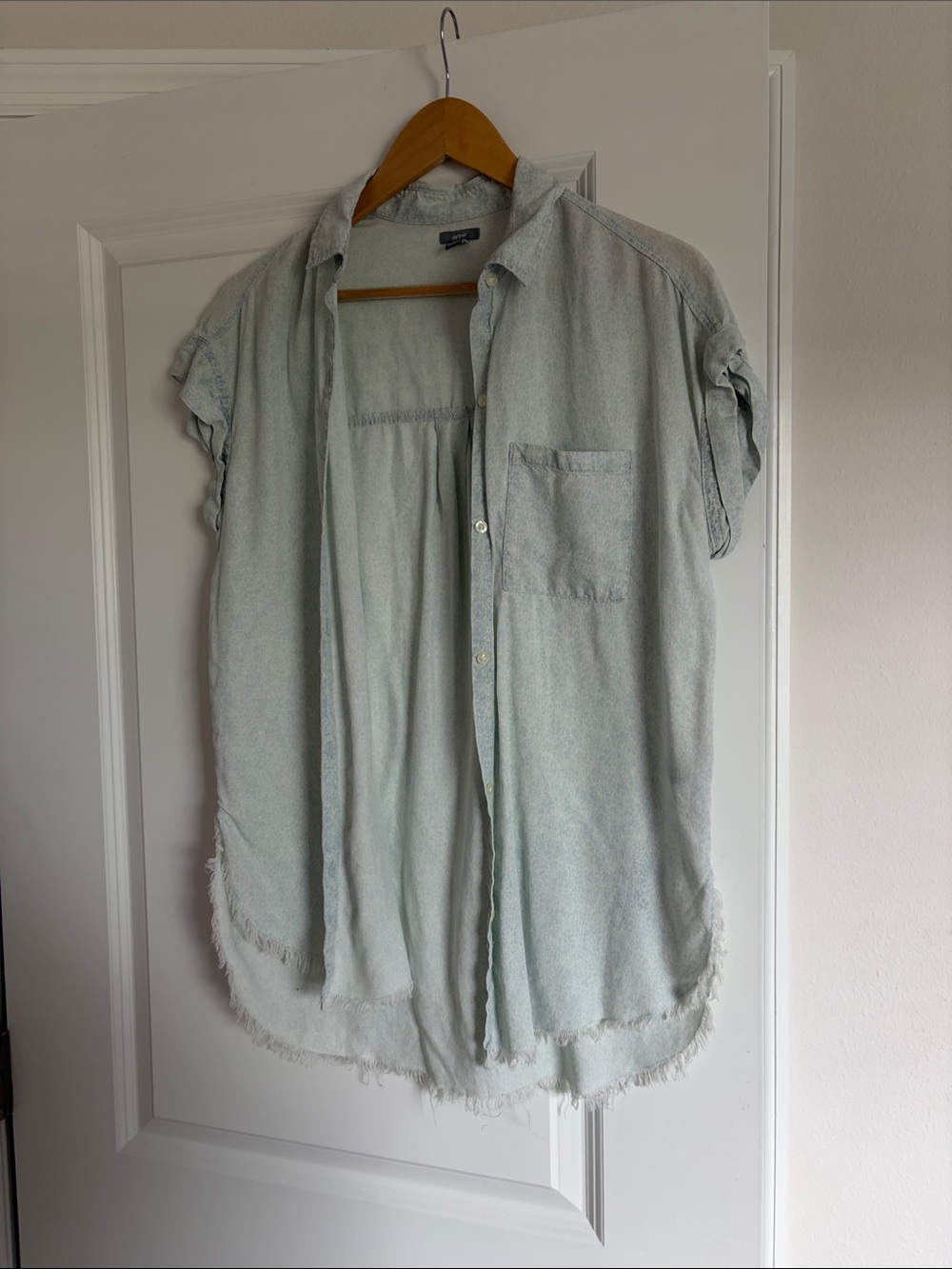 aerie Mint Green Short Sleeve Button-Down Shirt